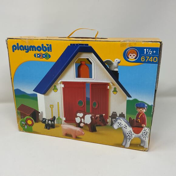 2005 Playmobil 123 Farm Set #6740 Sealed Brand New Complete in Box Vintage CIB - Picture 3 of 7